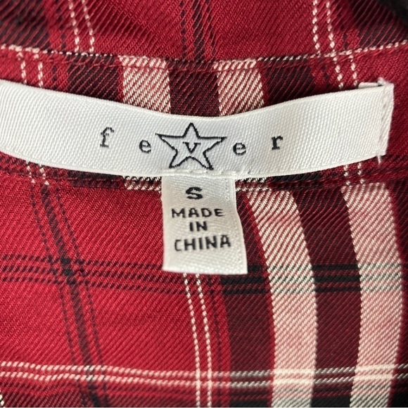 Fever Red Plaid Longline Popover Blouse Small NWT - Picture 6 of 12